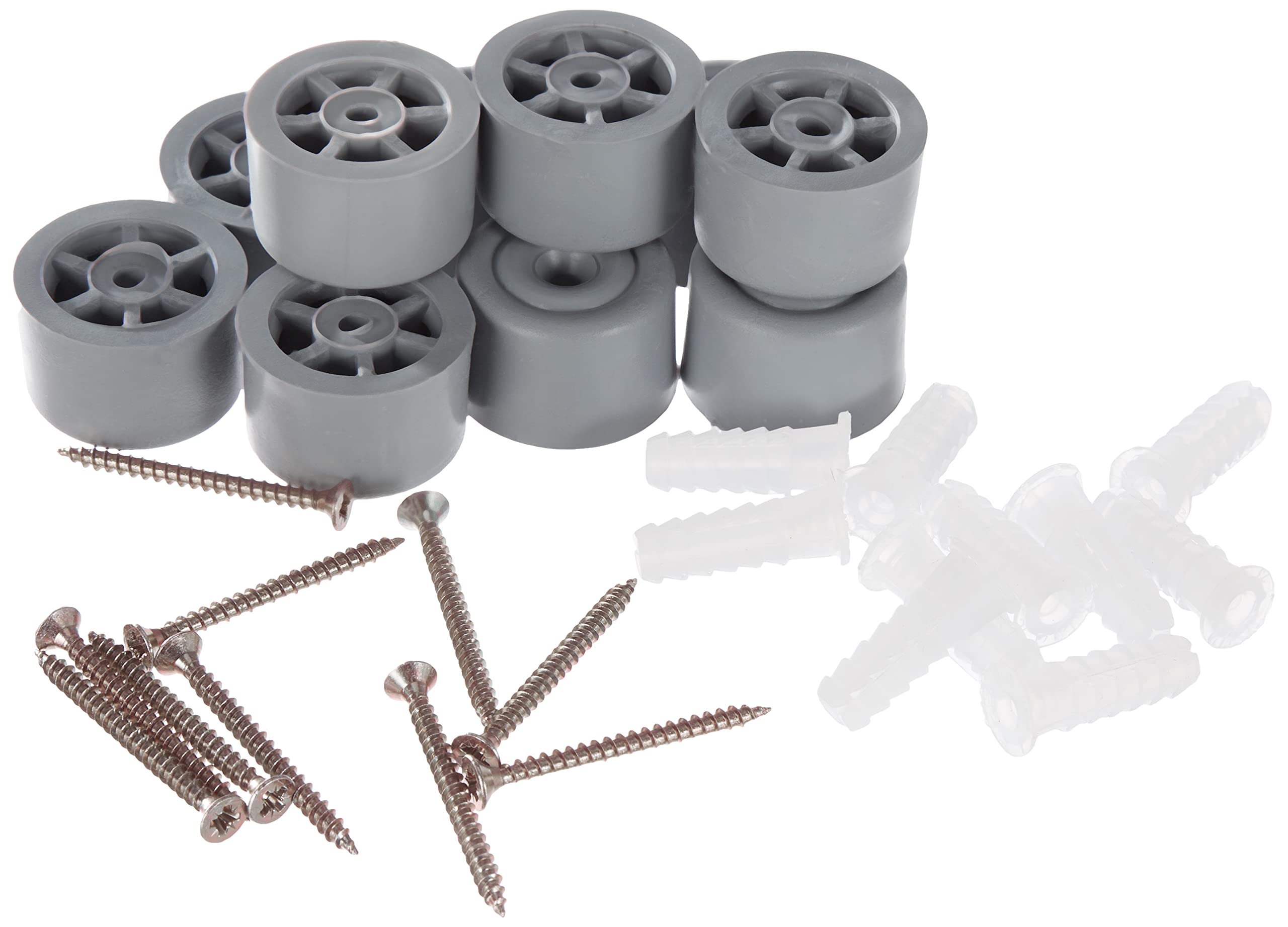 Sysfix 2310503 - Rubber Door Stopper with Screw No. 5 Pack of 10 with Plugs and Screws, Grey