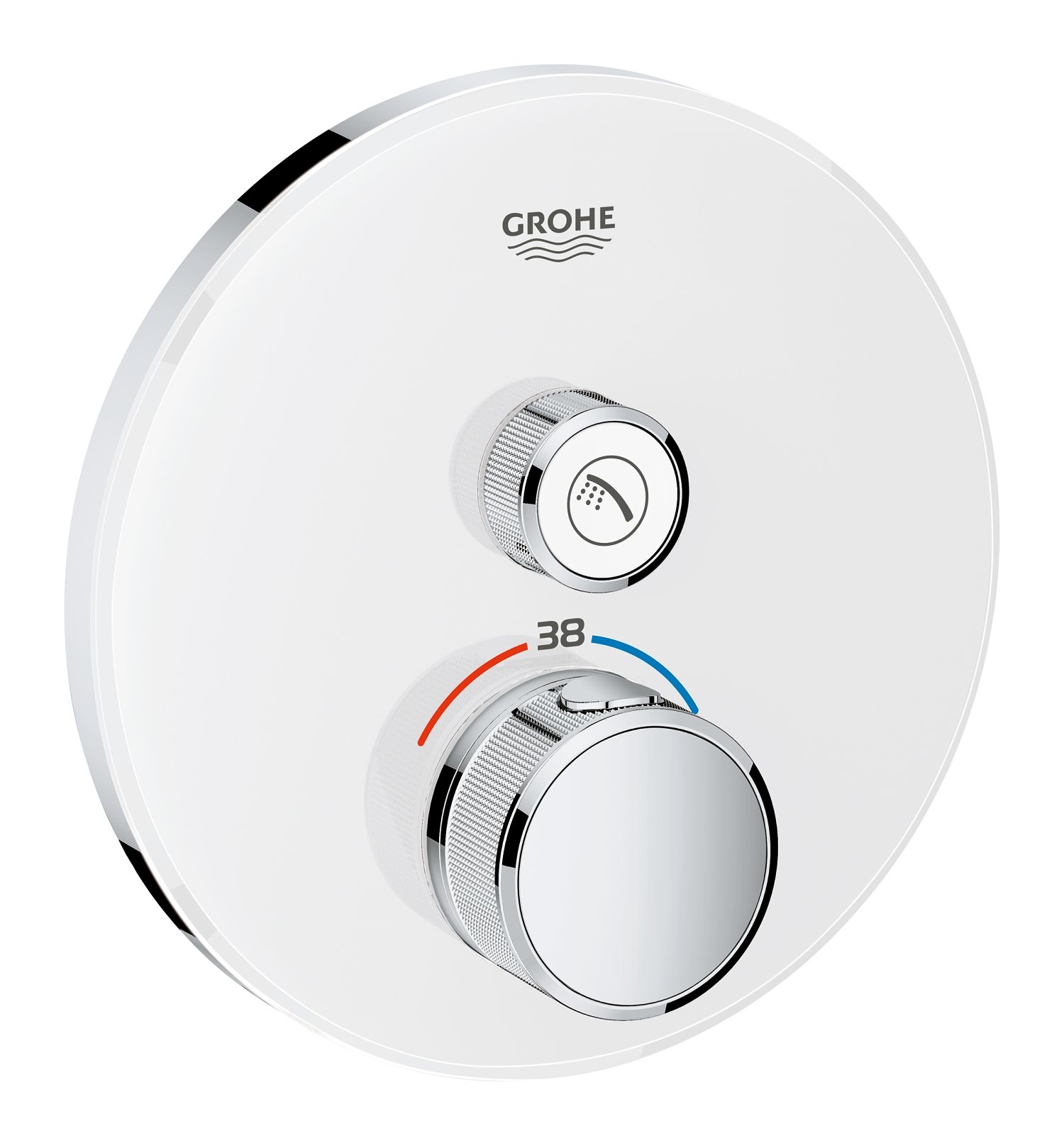 GROHE Grohtherm Smartcontrol Thermostat for Shower, with Concealed Installation and One Valve Round Shape, Moon White, Made In Germany By GROHE Eco-Friendly and Safety Features 29150LS0