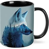 Wolf Coffee Mug Novelty Tea Cup Ceramic Mugs 11 oz for Office Home Kitchen | Presents for Women, Men, Dad, Mom,Dishwasher &amp; Microwave Safe