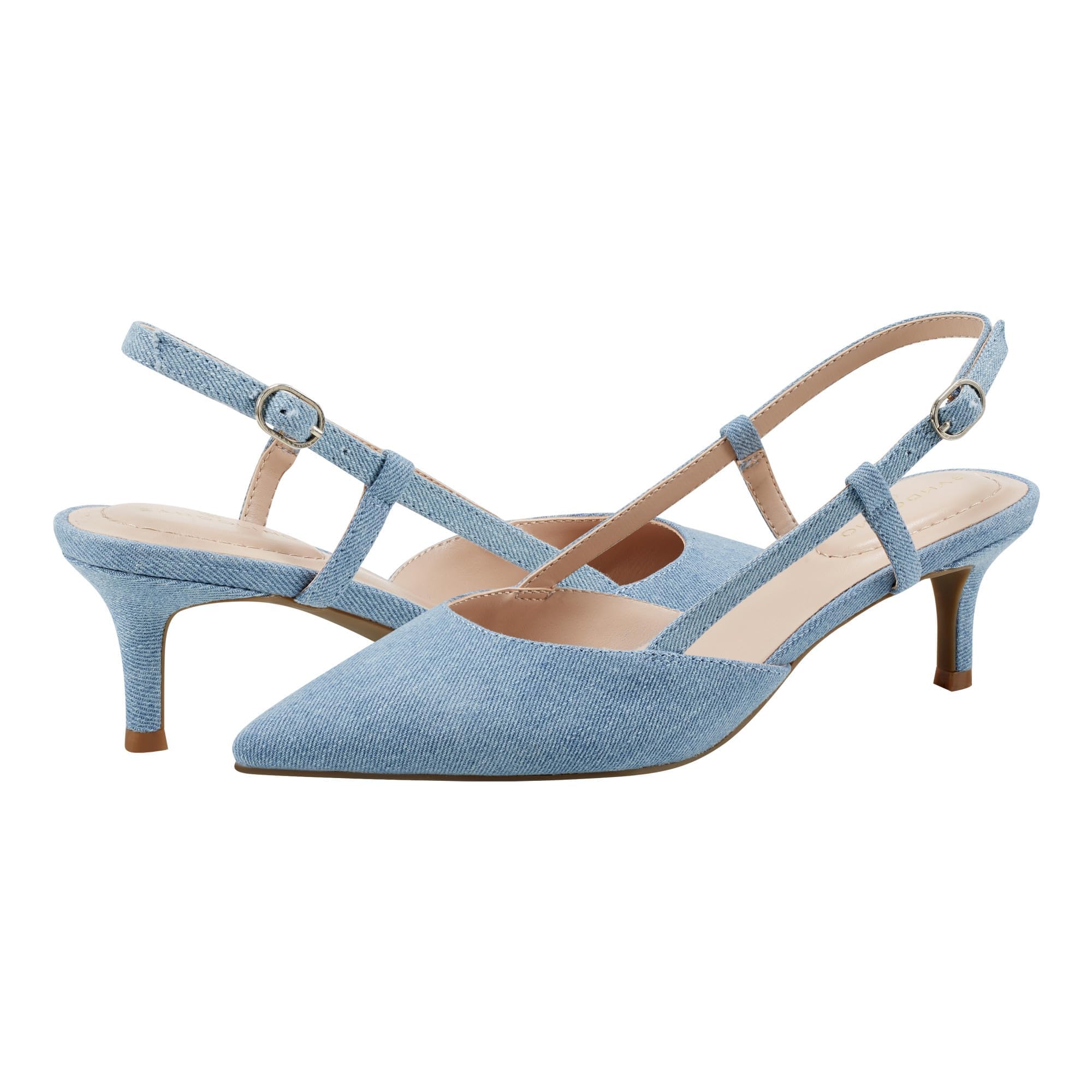Bandolino Women’s MOVITO Pump, Light Blue Denim 450, 5