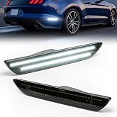 SUPAREE Rear LED Side Marker Lights Fit for Ford Mustang 2015-2023 (2PCS) | White Parking Lamps,Rear Fender Marker Reflectors Lamps Smoked Len, Rear Bumper Parking Signal Accessories
