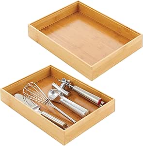 mDesign Cubertero para cajón de bambú – Caja de madera ...