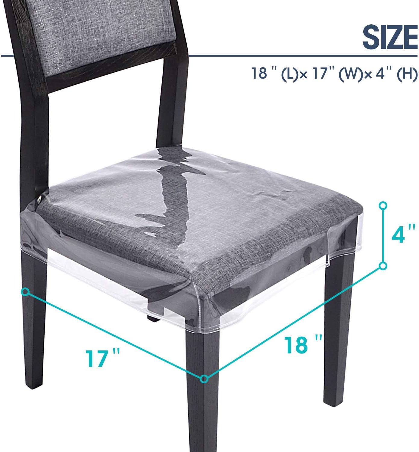 Zipcase 4 Pack Stain, Water and Kitty Scratch Resistant Dinning Chair Covers/slipcovers Chair Protector Waterproof PVC 18x17 inches with Adjustable Belt Strap for Most Standard Chair, Set of 4: Kitchen & Dining