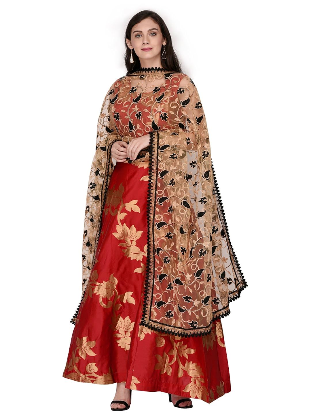 dupatta bazaar woman's net dupatta with embroidery.
