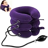 Yun Meng Lakes Neck Stretcher Cervical Neck Traction Device Neck Pain Relief Adjustable Purple Inflatable Neck Brace and Cervical Traction, Decompression Home Use