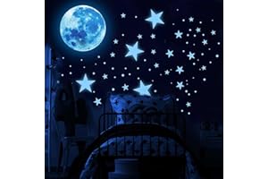Glow in The Dark Stars for Ceiling, 777 Pcs Adhesive Glowing Stars Dots Moon Luminous Wall Stickers for Bedroom Wall Decals