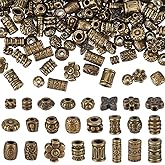 NBEADS 360 Pcs 24 Styles Tibetan Alloy Spacer Beads, Antique Bronze Beads Metal European Loose Beads Large Hole Loose Beads for Bracelet Necklace Jewelry Marking, Hole: 1-3mm