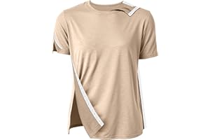 MAOPOTOUFU Post Shoulder Surgery Shirts for Men Women Unisex After Rotator Cuff Surgery Shirt Snap Access Recovery Hospital Shirt