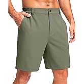 Pudolla Men's Casual Shorts 7" Lightweight Golf Shorts with 3 Pockets Stretch Quick Dry Work Shorts（Grey_Sage XXXL