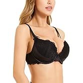 MIERSIDE Women's Plus Size Lace Molded Satin Full Coverage Underwire Bra