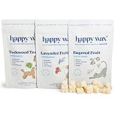 Happy Wax Pet Scents Collection: Pet Safe, Odor Eliminating, Non-Toxic Scented Soy Wax Melts &ndash; Total 6oz Variety Pack: Teakwood Trails, Lavender Fields, and Sugared Fruit