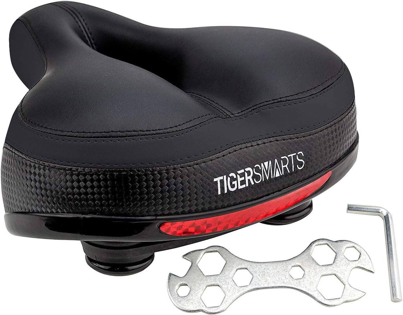 TIGERSMARTS Bike Seat Replacement Padded Comfortable Bicycle Seat with Shock Absorbing Springs- Best Bike Saddle Cushion for Bicycles and Bikes-Improves Riding Comfort