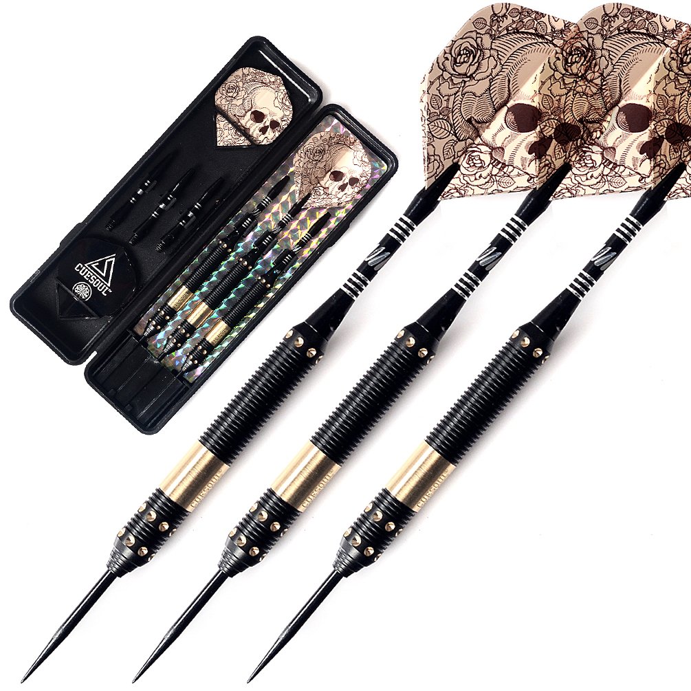 CUESOUL Dragon Series Steel Tip Darts Set 21 Grams Brass Barrels Durable Aluminum Shafts Great Grip Accuracy Good solid Accurate Darts Case Portable (JIAOLONG-F2303)