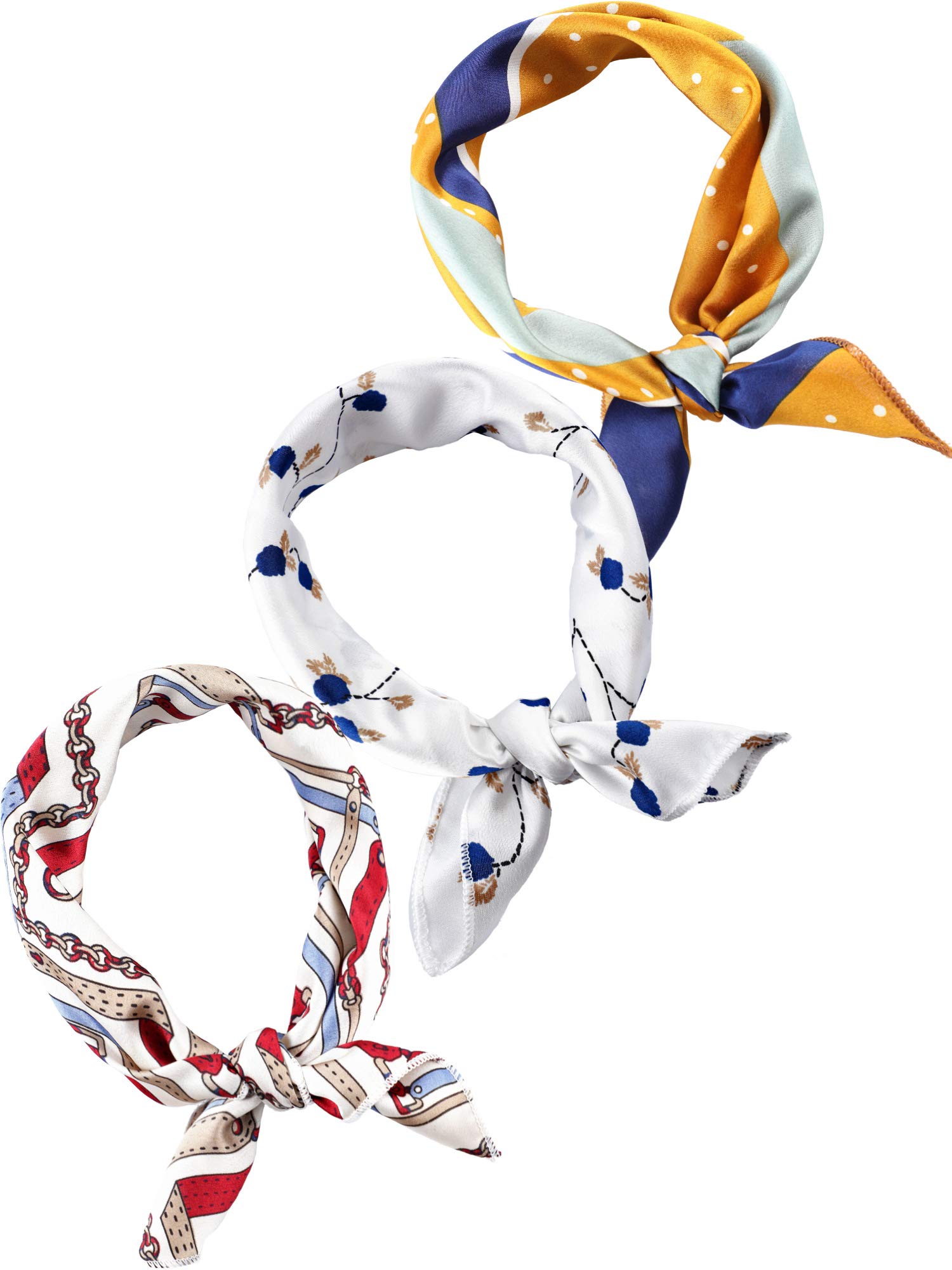 3 Pieces Chiffon Scarf Square Handkerchief Ribbon Scarf Neck Scarf for Lady Girls Women Decoration 3 Pieces Chiffon Scarf Square Handkerchief Ribbon Scarf Neck Scarf for Lady Girls Women Decoration