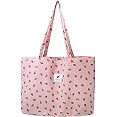 TeeYee Women's Corduroy Tote Bag Large 3 Snaps Shopper Shoulder Bag Leisure Handbag | Foldable, Lightweight material, Extended straps, Inner zipper pocket, Extra large tote