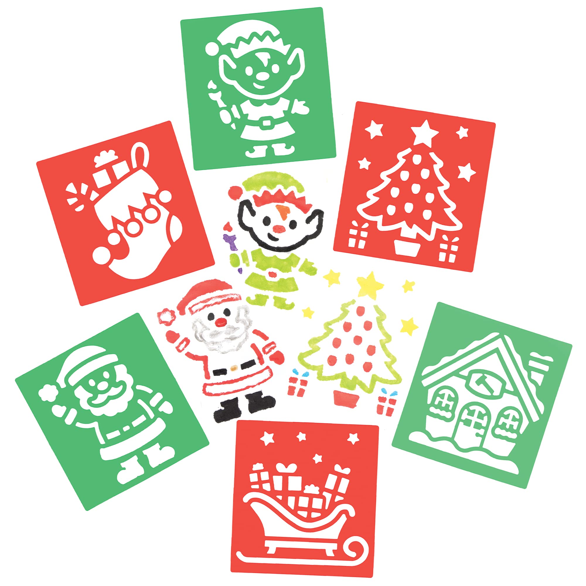 Baker Ross Santa's Workshop Stencils - Pack of 8, Christmas Craft Supplies (FE885) — image 1