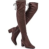 Vipost Square Toe 2.5-inch Thigh High Boots, Suede Over the Knee High Boots for Women, Chunky Block Heel Long Tall Boot with Side Zipper, Fall Winter Fashion 2025