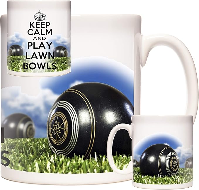 Lawn Bowls Mug, Keep Calm and Play Lawn Bowls. Lovely Ceramic Gift Mug