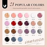 VANREESA Gel Nail Polish Set 21 Colors Base Coat Top Coat 24W UV view 2