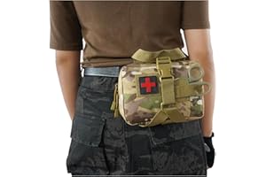 SOKNAZQ IFAK Trauma Kit, EMT Pouch Molle Ifak Pouch, Israeli Style Straps, Survival First Aid Kit with Tourniquet for Tactical, Travel, Hiking, Military Vehicles, Camping, Outdoor (Camo)