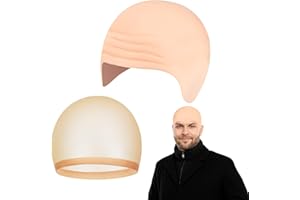 Bald Cap, Halloween Latex Bald Caps with Nylon Wig Caps for Women Men Adults Constume Accessories