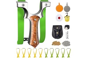 RCZZSUWE Professional Slingshot for Adults & Kids,Stainless Steel Hunting Catapult with Ergonomic Grip,High Velocity & Precision Shooting Kit (100 Ammo Balls, 10 Bands, Tactical Pouch & Targets)