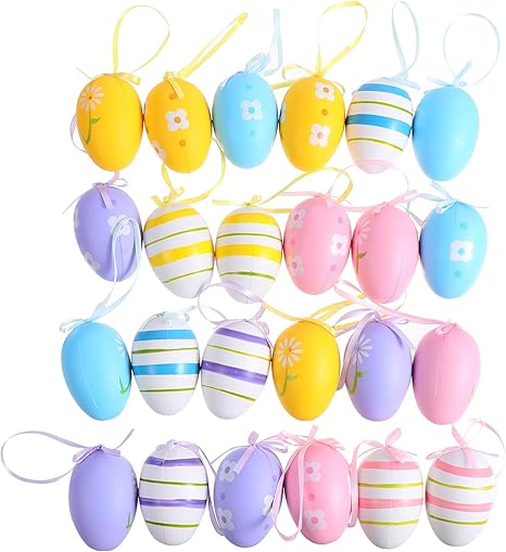 Amazon Nuolux イースターエッグオーナメントカラフルなイースターエッグデコレーション装飾的なハンギングエッグイースターツリーオーナメントパーティー用品24個 置物 オブジェ オンライン通販
