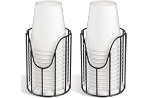 Luxspire Bathroom Cup Dispenser, 3-5oz Dixie Cup Dispenser, Metal Dixie Cup Holder, Disposable Paper Cup Holder for Bathroom, Cotton Pad Holder, Guest Bathroom Essentials, Black, 2 Pack