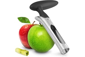 KITEXPERT Apple Corer, Premium Apple Corer Tool with Ergonomic Handle, Stainless Steel Apple Corer Remover with Sharp Serrature, Durable Kitchen Corer for Apple, Pears and Bell Peppers(Black)