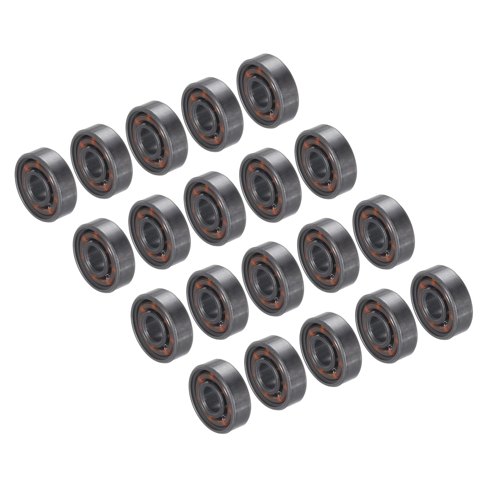 PATIKIL 8x22x7mm Skateboard Bearing, 20 Pack 608 Steel Ball Bearings Double Rubber Sealed Shielded Miniature for Scooters Roller Skates, Black&Silver