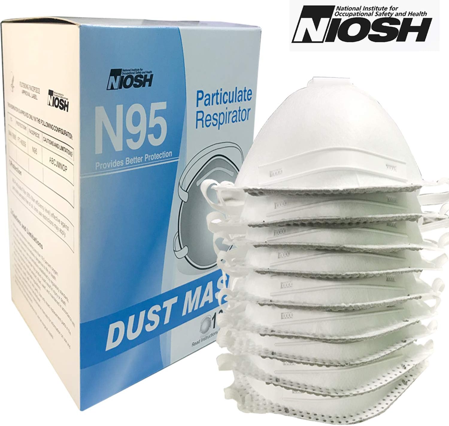 Raytex Disposable Particulate N95 Respirator Dust Mask with Valve-NIOSH-Certified-10 Pack 4-Ply for Allergens, Mowing, Grinding, Sawing, Sanding, Sweeping, Woodworking, Gardening, Dusting, Flour, Iron