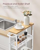 VASAGLE 5-Tier Trolley Kitchen Cart 13 cm Deep Oak Beige White LRC034W09 view 5