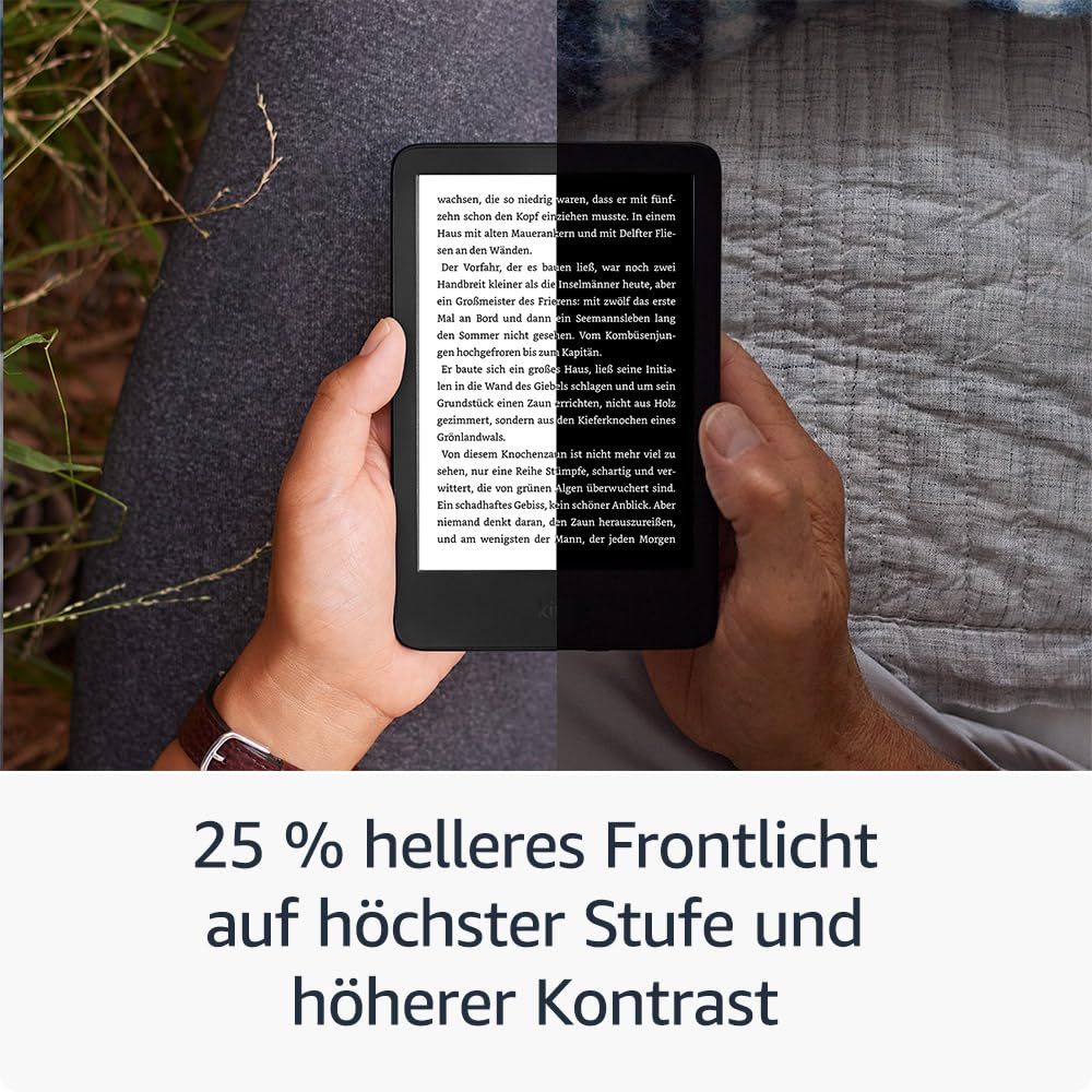 Amazon Kindle (16 GB) – Lightest and most compact Kindle with glare-free display, faster page turns, adjustable front light and long battery life – With Ads – Matcha green