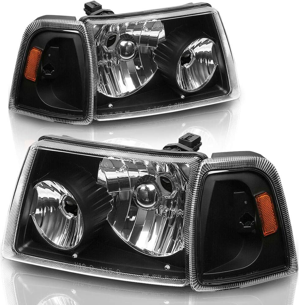 Headlight Assembly for 20012011 Ford Ranger Black Housing Headlamp