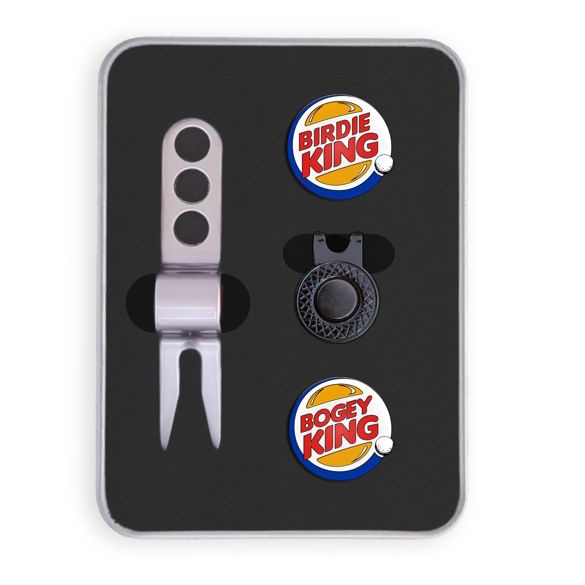 OG Golf Scotty Divot Tool and Ball Marker Set - Bogey/Birdie King - Complete in Gift Tin