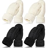 Geyoga Winter Warm Mittens for Women Cozy Thick Knitted Gloves Soft Lining Cold Weather Accessories Gifts