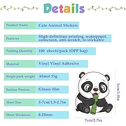 OHOME Water Bottle Stickers for Kids,Cute Animal