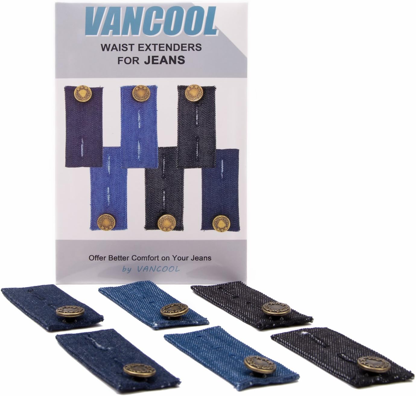 6Pack Denim Waist Extenders for Jeans, Trousers and Skirt