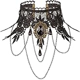 Sacina Gothic Black Teardrop Lace Choker, Gothic Victorian Necklace, Goth Jewelry, Halloween Christmas Jewelry Gift for Womenr