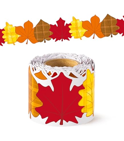 thumbnail image 2 of BeYumi Fall Leaves Border Trim - 65ft Fall Plaid Ghana 2 of 11