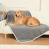 BEAUTYZOO Waterproof Dog Blankets for Medium Large Dogs Washable- Reversable Dog Blanket for Furniture, Sofa, Couch, Crate, Car- Soft Sherpa Dog Throw Plush Pet Bed Blanket Cat Puppy, 32"x40" Grey