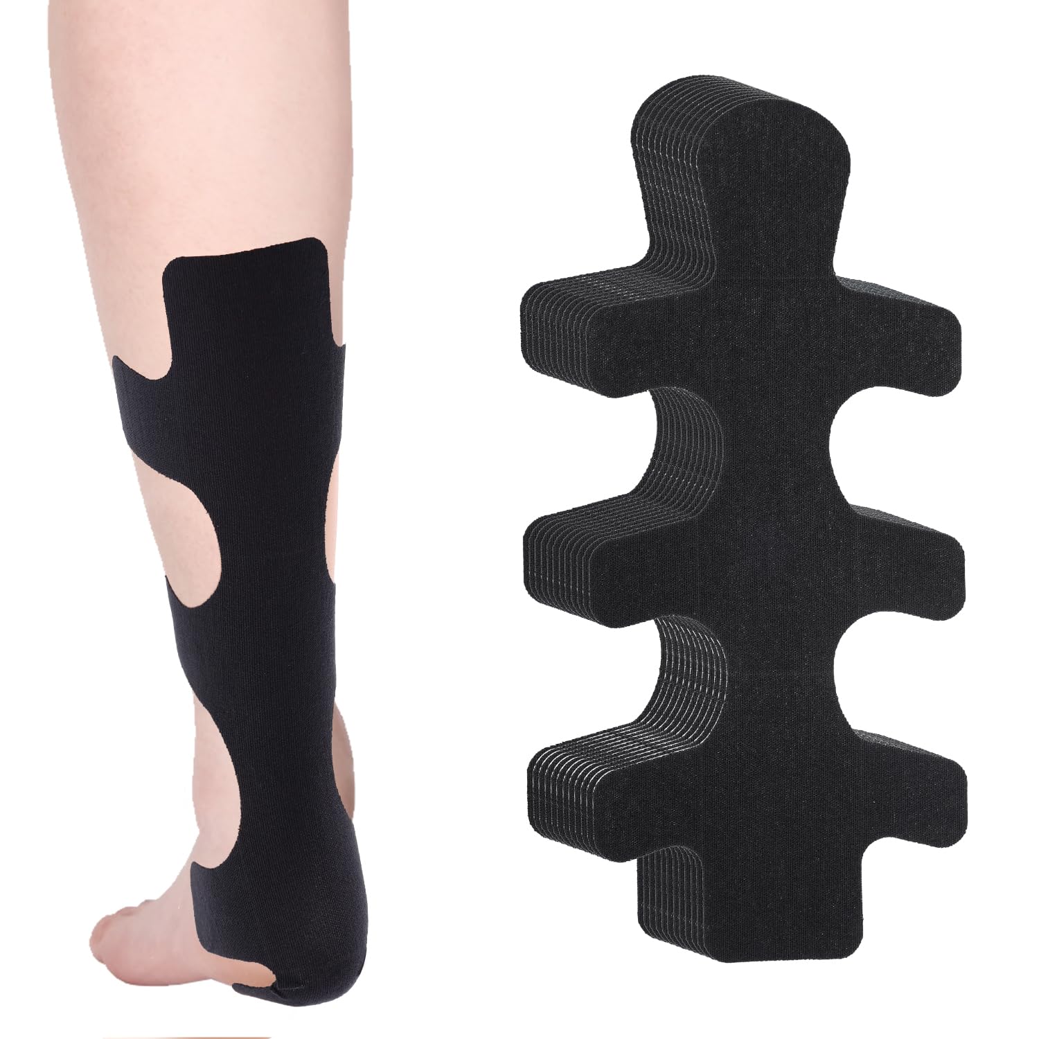 Photo 1 of 12pcs Precut Kinesiology Tape for Achilles Tendon, Waterproof & Breathable Athletic Heel Tape Enhance Elastic Sports Patch Strips Provides Stability Recovery for Achilles and Muscle Support