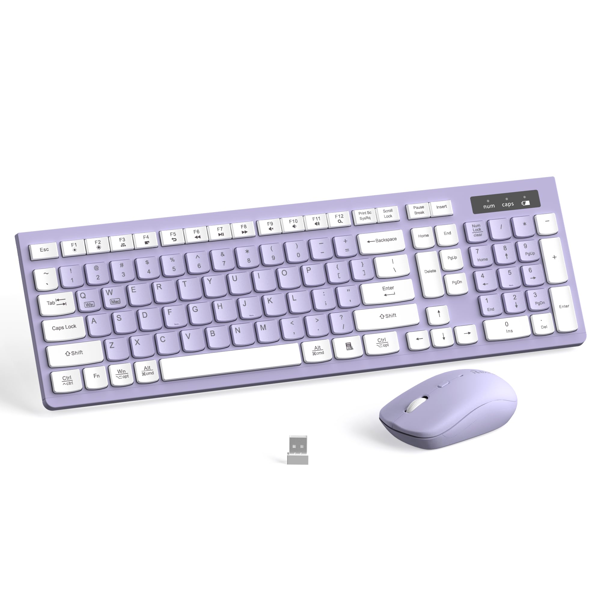 Photo 1 of Wireless Keyboard and Mouse Combo, Full-Sized Wireless Keyboard and Adjustable DPI Mouse, 2.4GHz USB Receiver, Silent Keyboard and Mouse for PC, Windows, MAC, Desktop, Laptop(Purple)