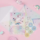 WERNNSAI Unicorn Party Invitations 24 Pack Rainbow Birthday Baby Shower Kids view 2