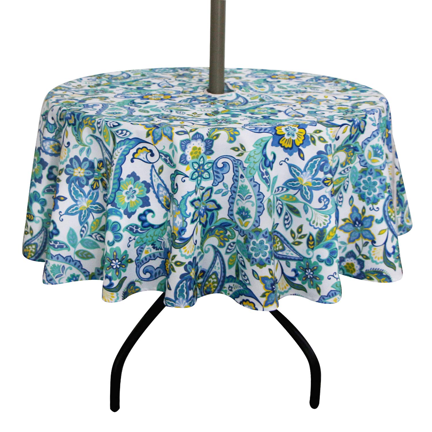 EHouseHome Outdoor and Indoor 60inch Round Tablecloth with Umbrella Hole and Zipper, Waterproof Zippered Patio Cloths, Spring/Summer Table Covers for Backyard Circular Table/BBQs/Picnic