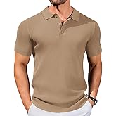 COOFANDY Mens Slim Fit Knit Polo Shirts Business Lightweight Polo Sweater Casual Summer Ribbed Textured Collared T Shirt