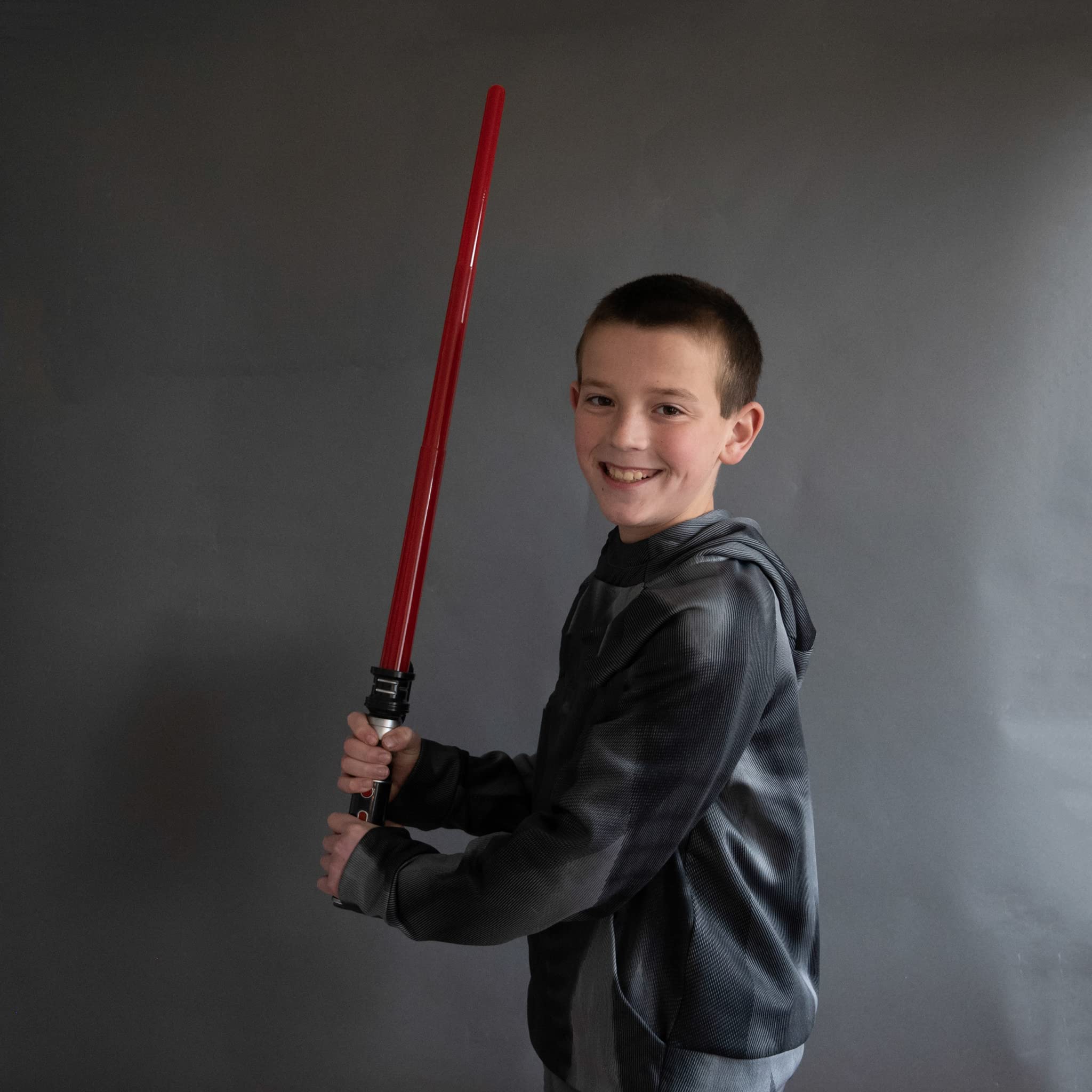 MewduMewdu Light up Saber Toy with Electronic Lights & FX Sound Effect for Kids and Adults, Red LED Light Expandable Saber Toy for Roleplay(Standalone)