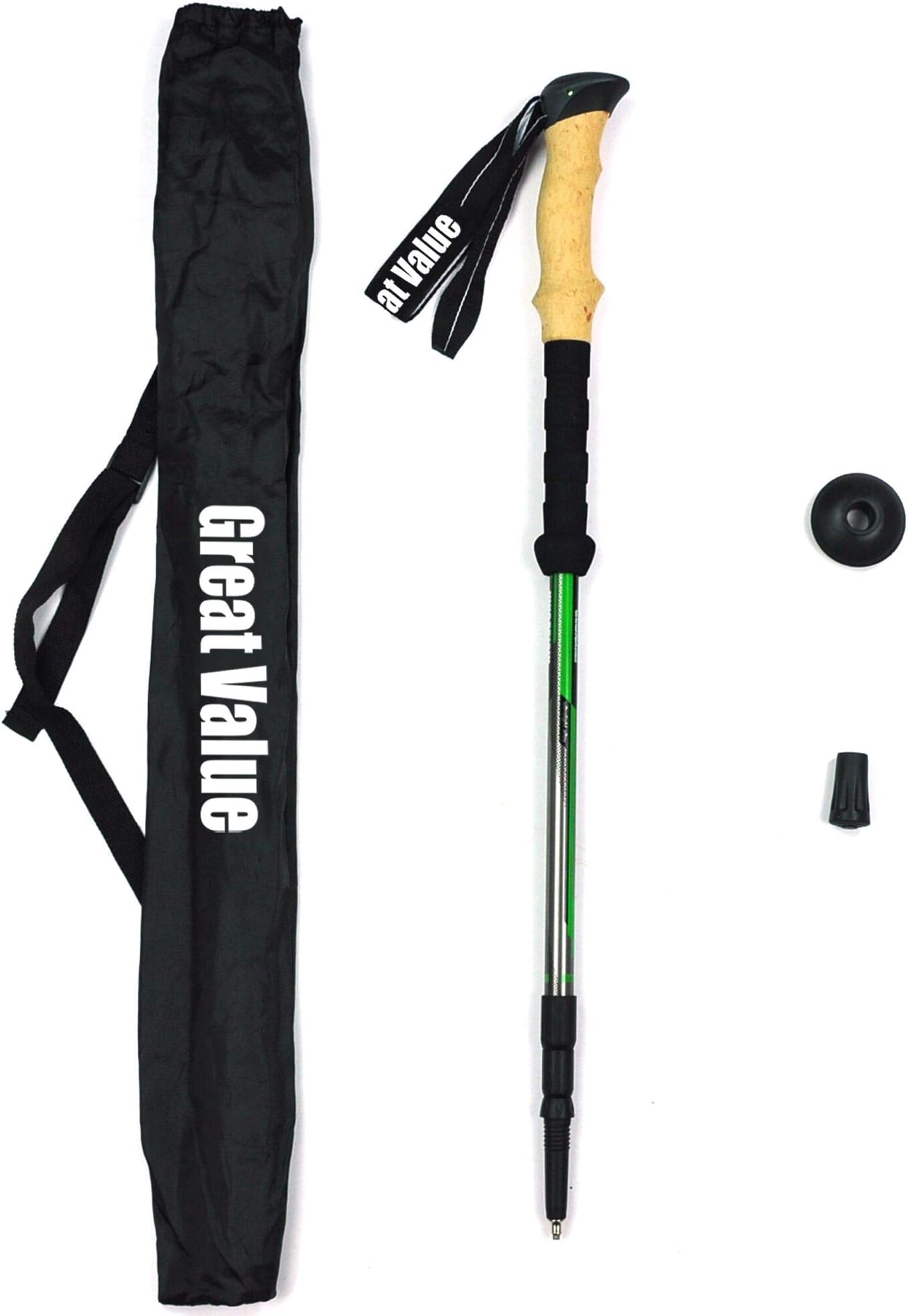 Premium Walking pole Trekking Pole Collapsible Lightweight Shock-Absorbent Carbon Fiber Hiking Walking with Natural Cork Grips Quick Locks adjustable Full Terrain Accessories and Carry Bags