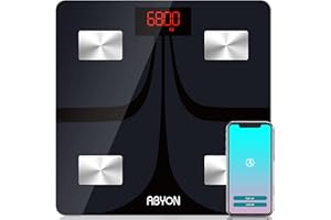 ABYON Bluetooth Smart Bathroom Scale for Body Weight Digital Body Fat Scale,Auto Monitor Body Weight,Fat,BMI,Water, BMR, Muscle Mass with Smartphone APP,Fitness Health Scale