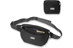 The Foldie Foldable Crossbody Bags for Women & Men - Anti-Theft RFID-Safe Fanny Pack with Smart Lockable Zippers and Cut-Resistant Strap - Lightweight Waist Pack for Travel & Everyday Use - Black